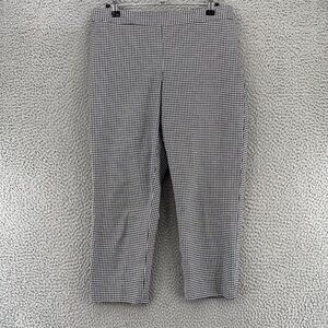 Talbots Pants Women 4 Petite Black White Gingham Plaid Crop Capri Stretch Casual